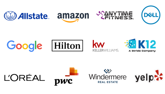 Logos of brands that trust PicMonkey: Allstate, Amazon, Anytime Fitness, Dell, Google, Hilton, Keller Williams, K12, L'Oréal, pwc, Windermere, Yelp.